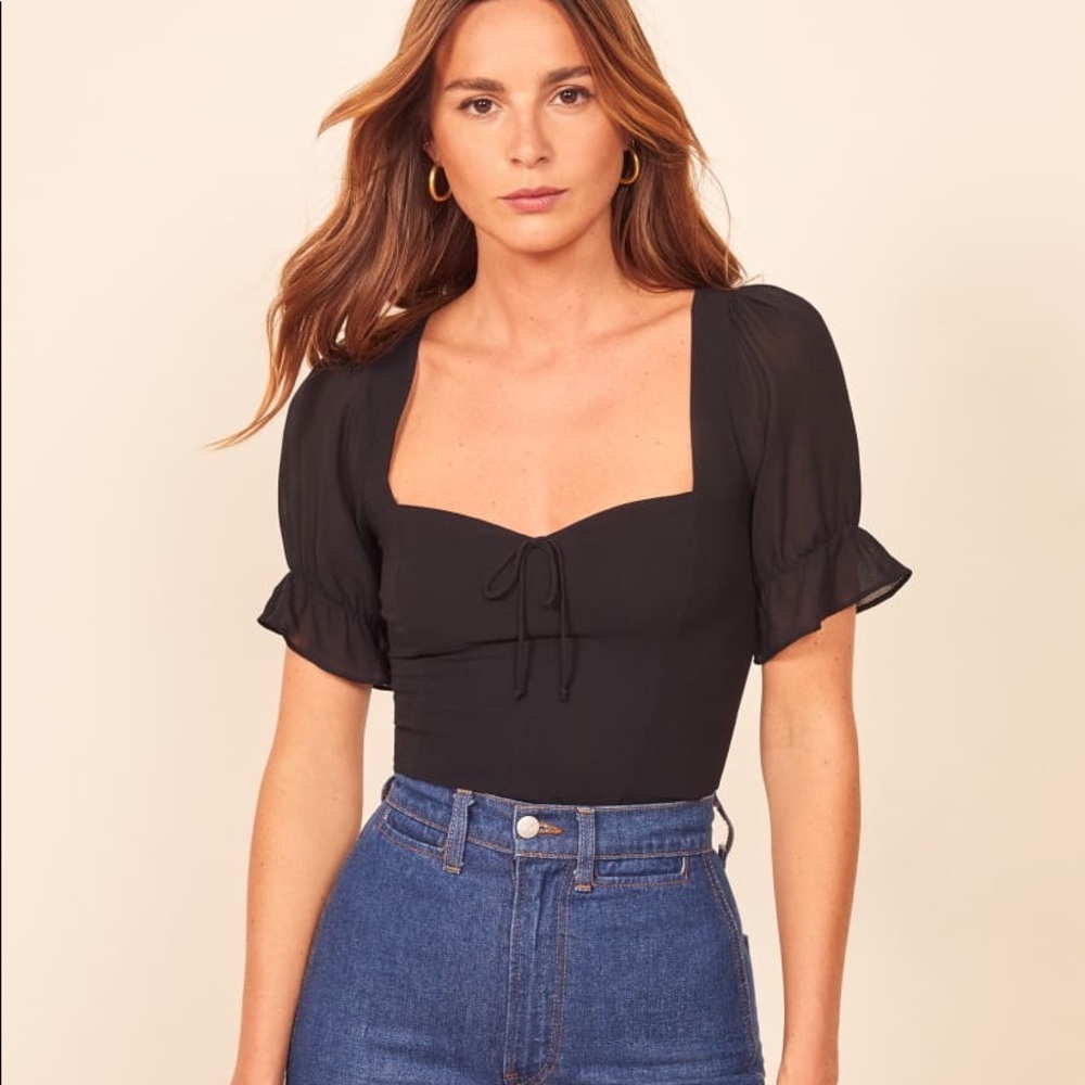 NWT reformation delevan top size 4 black